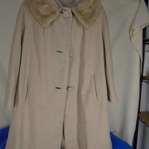 VTG 50's Touch 100% Cashmere coat w/ fur coll M/L